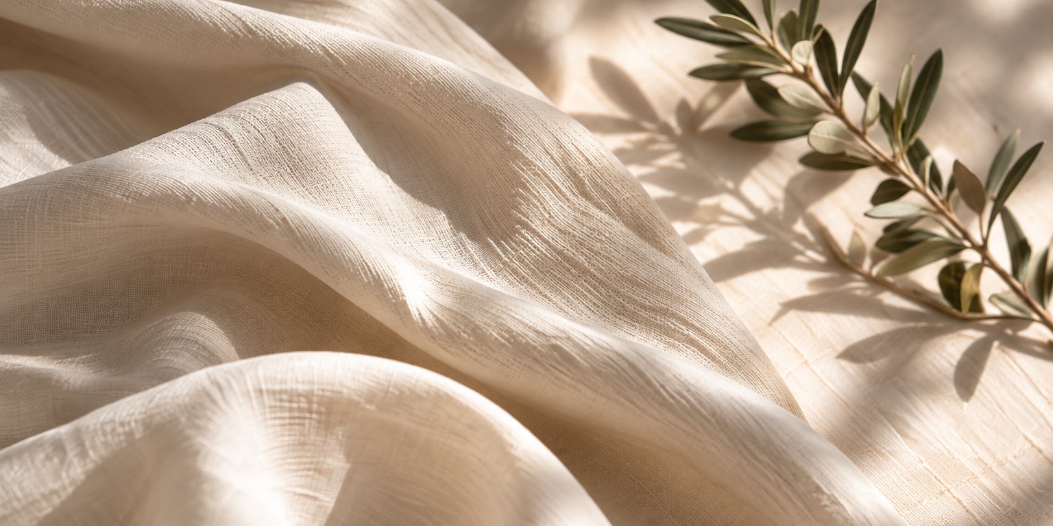 Cream fabric with an olive sprig