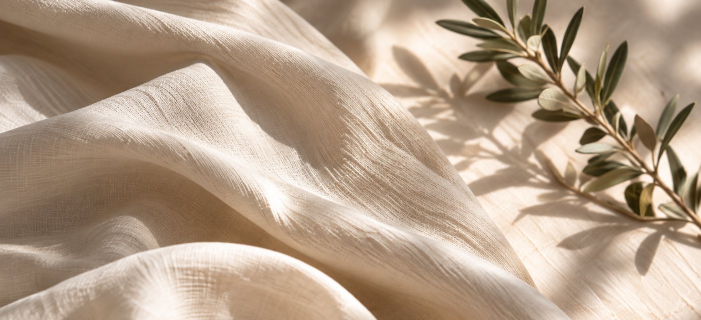 Cream fabric with an olive sprig