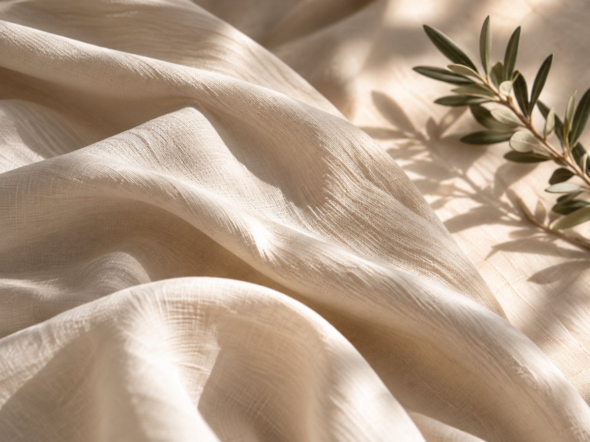 Cream fabric with an olive sprig
